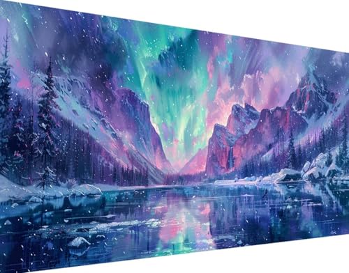 Aurora Diamond Painting Bilder, 5D Diamond Painting Landschaft Daiments Painting Erwachsene Groß XXL 80x160cm Round Diamond Art Painting Kinder Stickerei Kreuzstich Set, Wand Zimmer Deko Aesthetic o-0 von Bugufen