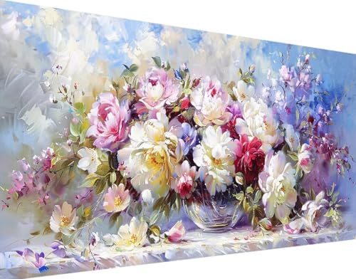 Blume Diamond Painting Bilder, 5D Diamond Painting Blatt Daiments Painting Erwachsene Groß XXL 70x140cm Quadrat Diamond Art Painting Kinder Stickerei Kreuzstich Set, Wand Zimmer Deko Aesthetic 6-0 von Bugufen