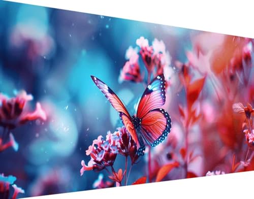 Blume Diamond Painting Bilder, 5D Diamond Painting Schmetterling Daiments Painting Erwachsene Groß 50x100cm Quadrat Diamond Art Painting Kinder Stickerei Kreuzstich Set, Wand Zimmer Deko Aesthetic n-K von Bugufen