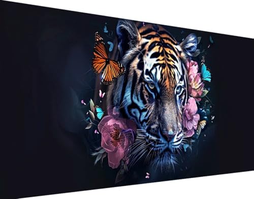 Blume Diamond Painting Bilder, 5D Diamond Painting Tiger Daiments Painting Erwachsene Groß XXL 100x200cm Round Diamond Art Painting Kinder Stickerei Kreuzstich Set, Wand Zimmer Deko Aesthetic k-0 von Bugufen