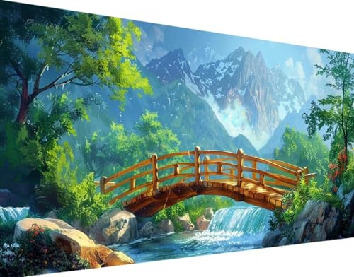 DIY 5D Diamond Painting Berg Diamant Painting Bilder Set, BrüCke Diamond Painting Erwachsene Kinder DIY Quadrat Kristall Strass Cross Stickerei Basteln Painting Set, für Home Wand Décor 30x60cm x-5 von Bugufen