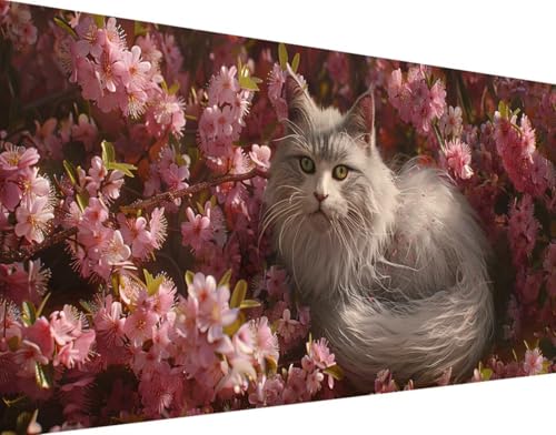 DIY 5D Diamond Painting Blume Diamant Painting Bilder Set, Katze Diamond Painting Erwachsene Kinder DIY Quadrat Kristall Strass Cross Stickerei Basteln Painting Set, für Home Wand Décor 70x140cm 6-v von Bugufen