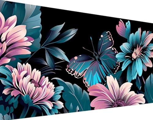 DIY 5D Diamond Painting Blume Diamant Painting Bilder Set, Schmetterling Diamond Painting Erwachsene Kinder DIY Round Kristall Strass Cross Stickerei Basteln Painting Set, Home Wand Décor 30x60cm 8-l von Bugufen