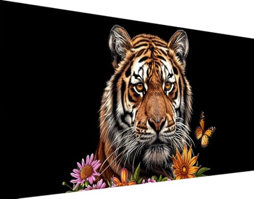 DIY 5D Diamond Painting Blume Diamant Painting Bilder Set, Tiger Diamond Painting Erwachsene Kinder DIY Quadrat Kristall Strass Cross Stickerei Basteln Painting Set, für Home Wand Décor 50x100cm 9-z von Bugufen