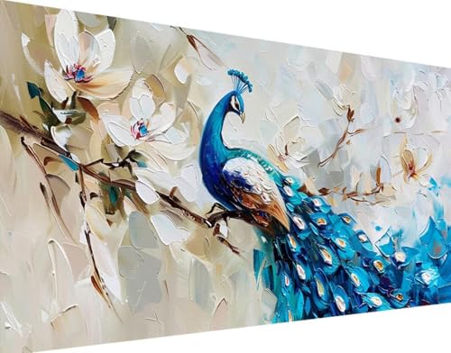 DIY 5D Diamond Painting Blume Diamond Art Pfau Diamant Painting Bilder, Diamond Painting Erwachsene Groß XXL 30x60cm, Quadrat Diamond Painting Set für Wohnzimmer Schlafzimmer Wanddeko Geschenk x-J von Bugufen