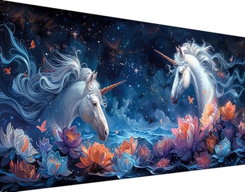 DIY 5D Diamond Painting Einhorn Diamant Painting Bilder Set, Blume Diamond Painting Erwachsene Kinder DIY Round Kristall Strass Cross Stickerei Basteln Painting Set, für Home Wand Décor 100x200cm 6-h von Bugufen