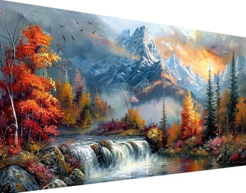 DIY 5D Diamond Painting Fallen Diamant Painting Bilder Set, Landschaft Diamond Painting Erwachsene Kinder DIY Round Kristall Strass Cross Stickerei Basteln Painting Set, Home Wand Décor 30x60cm 7-8 von Bugufen