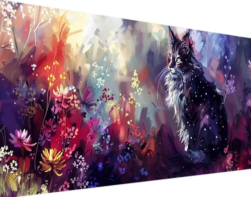 DIY 5D Diamond Painting Katze Diamant Painting Bilder Set, Blume Diamond Painting Erwachsene Kinder DIY Round Strass Cross Stickerei Basteln Painting Set, für Home Wand Décor Geschenk 30x60cm 0-1 von Bugufen