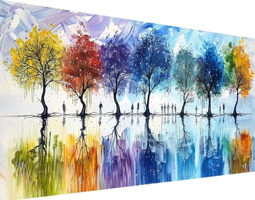 DIY 5D Diamond Painting Landschaft Diamant Painting Bilder Set, Baum Diamond Painting Erwachsene Kinder DIY Round Kristall Strass Cross Stickerei Basteln Painting Set, für Home Wand Décor 30x60cm 9-4 von Bugufen