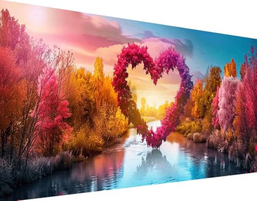 DIY 5D Diamond Painting Liebe Diamant Painting Bilder Set, Baum Diamond Painting Erwachsene Kinder DIY Quadrat Kristall Strass Cross Stickerei Basteln Painting Set, für Home Wand Décor 60x120cm p-a von Bugufen