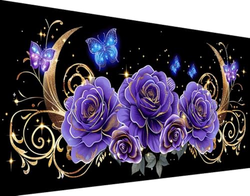 DIY 5D Diamond Painting Mond Diamond Art Blume Diamant Painting Bilder, Diamond Painting Erwachsene Groß XXL 30x60cm, Quadrat Diamond Painting Set für Wohnzimmer Schlafzimmer Wanddeko Geschenk 3-7 von Bugufen