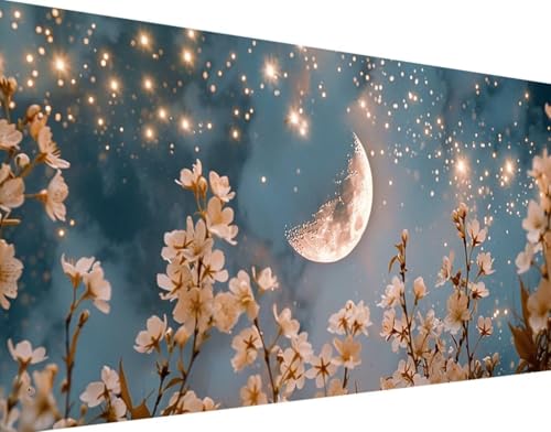 DIY 5D Diamond Painting Mond Diamond Art Blume Diamant Painting Bilder, Diamond Painting Erwachsene Groß XXL 80x160cm, Quadrat Diamond Painting Set für Wohnzimmer Schlafzimmer Wanddeko Geschenk 6-4 von Bugufen