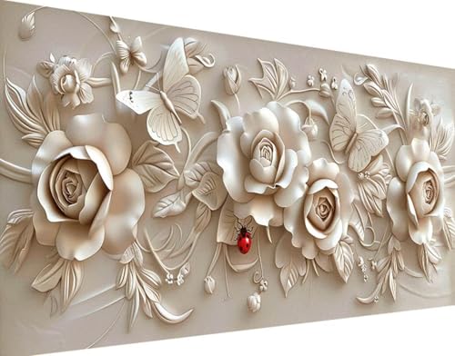 DIY 5D Diamond Painting Rose Diamant Painting Bilder Set, Blume Diamond Painting Erwachsene Kinder DIY Quadrat Kristall Strass Cross Stickerei Basteln Painting Set, für Home Wand Décor 100x200cm a-z von Bugufen