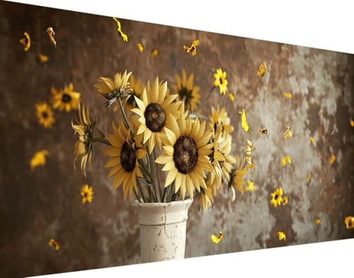 DIY 5D Diamond Painting Sonnenblume Diamant Painting Bilder Set, Blume Diamond Painting Erwachsene Kinder DIY Quadrat Kristall Strass Cross Stickerei Basteln Painting Set, Home Wand Décor 30x60cm 5-8 von Bugufen