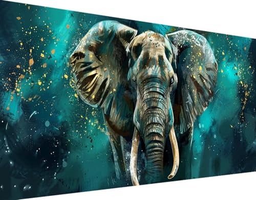 DIY 5D Diamond Painting Tier Diamant Painting Bilder Set, Elefant Diamond Painting Erwachsene Kinder DIY Round Kristall Strass Cross Stickerei Basteln Painting Set, für Home Wand Décor 100x200cm 2-2 von Bugufen