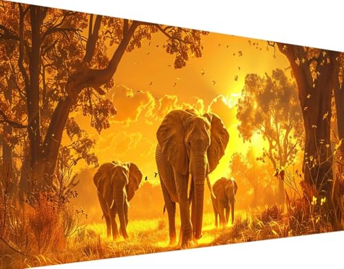 DIY 5D Diamond Painting Tier Diamant Painting Bilder Set, Elefant Diamond Painting Erwachsene Kinder DIY Round Kristall Strass Cross Stickerei Basteln Painting Set, für Home Wand Décor 100x200cm 6-k von Bugufen