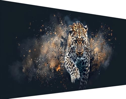 DIY 5D Diamond Painting Tier Diamant Painting Bilder Set, Leopard Diamond Painting Erwachsene Kinder DIY Quadrat Kristall Strass Cross Stickerei Basteln Painting Set, für Home Wand Décor 70x140cm r-b von Bugufen