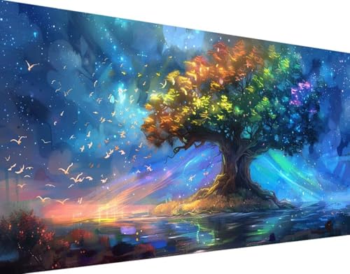 DIY 5D Diamond Painting Tier Diamond Art Baum Diamant Painting Bilder, Diamond Painting Erwachsene Groß XXL 70x140cm Round Drill Diamond Painting Set für Wohnzimmer Schlafzimmer Wanddeko Geschenk a-3 von Bugufen