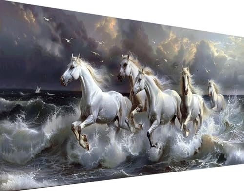 DIY 5D Diamond Painting Tier Diamond Art Horse Diamant Painting Bilder, Diamond Painting Erwachsene Groß XXL 40x80cm Round Drill Diamond Painting Set für Wohnzimmer Schlafzimmer Wanddeko Geschenk 5-9 von Bugufen