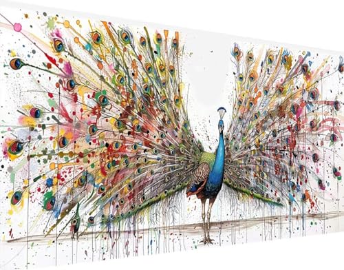 DIY 5D Diamond Painting Tier Diamond Art Pfau Diamant Painting Bilder, Diamond Painting Erwachsene Groß XXL 100x200cm, Quadrat Diamond Painting Set für Wohnzimmer Schlafzimmer Wanddeko Geschenk 3-X von Bugufen