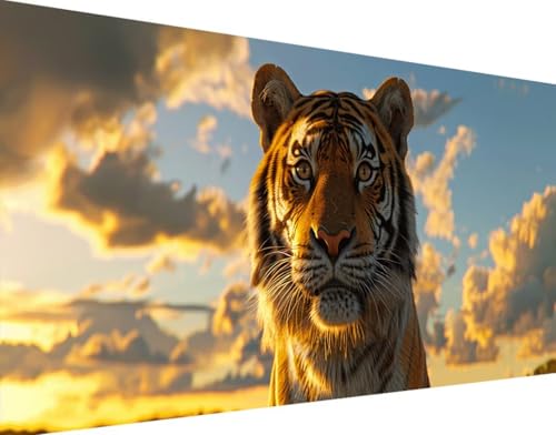 DIY 5D Diamond Painting Tiger Diamant Painting Bilder Set, Tier Diamond Painting Erwachsene Kinder DIY Quadrat Kristall Strass Cross Stickerei Basteln Painting Set, für Home Wand Décor 50x100cm k-b von Bugufen