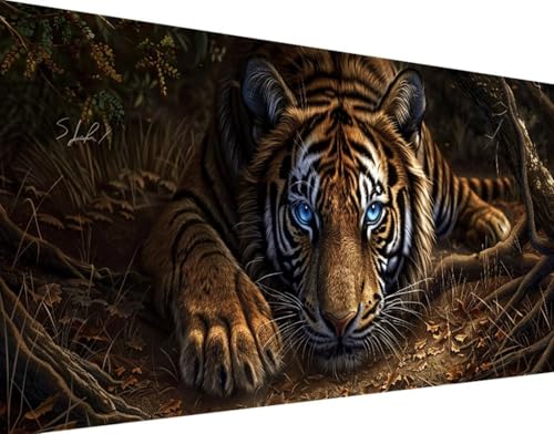 DIY 5D Diamond Painting Tiger Diamant Painting Bilder Set, Tier Diamond Painting Erwachsene Kinder DIY Round Strass Cross Stickerei Basteln Painting Set, für Home Wand Décor Geschenk 30x60cm v-u von Bugufen