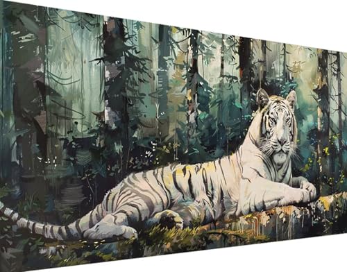 DIY 5D Diamond Painting Tiger Diamond Art Tier Diamant Painting Bilder, Diamond Painting Erwachsene Groß XXL 30x60cm, Quadrat Diamond Painting Set für Wohnzimmer Schlafzimmer Wanddeko Geschenk u-0 von Bugufen