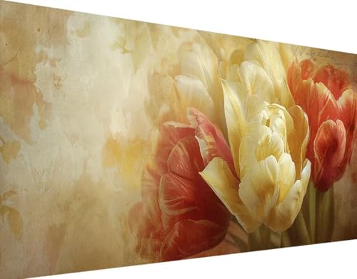 DIY 5D Diamond Painting Tulpe Diamant Painting Bilder Set, Blume Diamond Painting Erwachsene Kinder DIY Quadrat Kristall Strass Cross Stickerei Basteln Painting Set, für Home Wand Décor 100x200cm q-5 von Bugufen