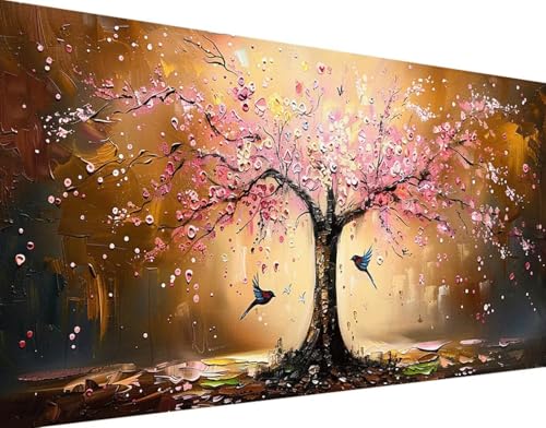 DIY 5D Diamond Painting Vogel Diamant Painting Bilder Set, Baum Diamond Painting Erwachsene Kinder DIY Round Strass Cross Stickerei Basteln Painting Set, für Home Wand Décor Geschenk 80x160cm p-q von Bugufen