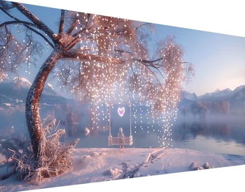 DIY 5D Diamond Painting Winter Diamant Painting Bilder Set, Schnee Diamond Painting Erwachsene Kinder DIY Round Kristall Strass Cross Stickerei Basteln Painting Set, für Home Wand Décor 100x200cm 5-i von Bugufen