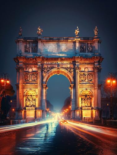 Diamond Painting Arc De Triomphe Diamant Painting Bilder Set, Paris Diamond Painting Erwachsene DIY 5D Stickerei Strass Basteln Paintings Set, Home Wand Décor, Geschenke für Frauen 80X100CM S-S1 von Bugufen