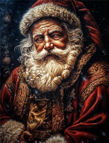 Diamond Painting Weihnachtsmann DIY 5D Weihnachten Diamond Painting Erwachsene Full Round Diamant Painting Bilder mit Zubehör Set Kristall Art Kreuzstich Stickerei Malerei für Home Wand Deko 30x40cm von Bugufen