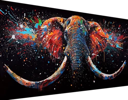 Elefant Diamond Painting Bilder, 5D Diamond Painting Blume Daiments Painting Erwachsene Groß XXL 100x200cm Round Diamond Art Painting Kinder Stickerei Kreuzstich Set, Wand Zimmer Deko Aesthetic 1-0 von Bugufen