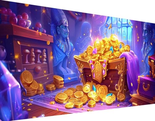 Gold Diamond Painting Bilder, 5D Diamond Painting äGypten Daiments Painting Erwachsene Groß XXL 100x200cm Quadrat Diamond Art Painting Kinder Stickerei Kreuzstich Set, Wand Zimmer Deko Aesthetic 5-1 von Bugufen