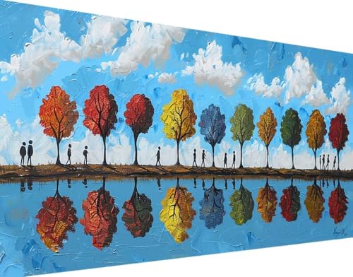 Herbst Diamond Painting Bilder, 5D Diamond Painting Baum Daiments Painting Erwachsene Groß XXL 100x200cm Quadrat Diamond Art Painting Kinder Stickerei Kreuzstich Set, Wand Zimmer Deko Aesthetic q-6 von Bugufen