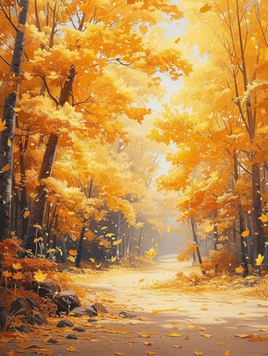 Herbst Diamond Painting Bilder, 5D Diamond Painting Baum Daiments Painting Erwachsene Groß XXL 40X50CM Runden Diamond Art Painting Kinder Stickerei Kreuzstich Set, Wand Zimmer Deko Aesthetic 5-a6 von Bugufen