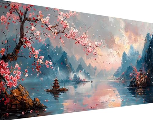 Japan Diamond Painting Bilder, 5D Diamond Painting Landschaft Daiments Painting Erwachsene Groß XXL 40x80cm Round Diamond Art Painting Kinder Stickerei Kreuzstich Set, Wand Zimmer Deko Aesthetic 7-K von Bugufen