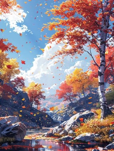 Landschaft Diamond Painting Bilder, 5D Diamond Painting Baum Daiments Painting Erwachsene Groß XXL 80X110CM Runden Diamond Art Painting Kinder Stickerei Kreuzstich Set, Wand Zimmer Deko Aesthetic V-q5 von Bugufen