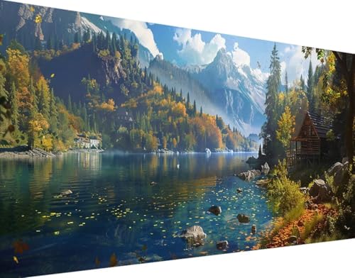 Landschaft Diamond Painting Bilder, 5D Diamond Painting Berg Daiments Painting Erwachsene Groß 100x200cm Quadrat Diamond Art Painting Kinder Stickerei Kreuzstich Set, Wand Zimmer Deko Aesthetic 9-5 von Bugufen