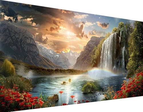 Landschaft Diamond Painting Bilder, 5D Diamond Painting Fallen Daiments Painting Erwachsene Groß 100x200cm Quadrat Diamond Art Painting Kinder Stickerei Kreuzstich Set, Wand Zimmer Deko Aesthetic 5-0 von Bugufen