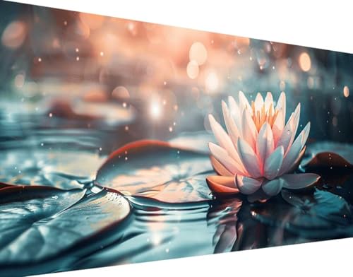 Lotus Diamond Painting Bilder, 5D Diamond Painting Blume Daiments Painting Erwachsene Groß XXL 30x60cm Round Diamond Art Painting Kinder Stickerei Kreuzstich Set, für Wand Zimmer Deko Aesthetic x-R von Bugufen