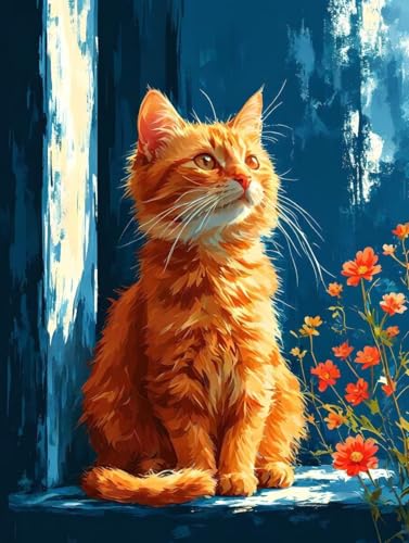 Malen Nach Zahlen Katze Malen Nach Zahlen Erwachsene ohne Rahmen Blume Paint by Numbers Mit 3 - Pinseln und Acrylfarbe Knitterfreie Leinwand Kit für Geschenke und Home Haus Deko 100 x 135cm -y29L von Bugufen