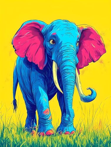 Malen Nach Zahlen Tier Malen Nach Zahlen Erwachsene ohne Rahmen Elefant Paint by Numbers Mit 3 - Pinseln und Acrylfarbe Knitterfreie Leinwand Kit für Geschenke und Home Haus Deko 70 x 95 cm -f504 von Bugufen