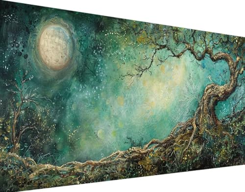 Mond Diamond Painting Bilder, 5D Diamond Painting Baum Daiments Painting Erwachsene Groß XXL 80x160cm Quadrat Diamond Art Painting Kinder Stickerei Kreuzstich Set, Wand Zimmer Deko Aesthetic 8-O von Bugufen