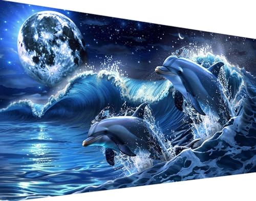 Ozean Diamond Painting Bilder, 5D Diamond Painting Delphin Daiments Painting Erwachsene Groß XXL 100x200cm Quadrat Diamond Art Painting Kinder Stickerei Kreuzstich Set, Wand Zimmer Deko Aesthetic o-B von Bugufen