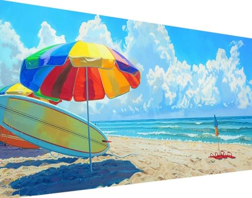 Ozean Diamond Painting Bilder, 5D Diamond Painting Landschaft Daiments Painting Erwachsene Groß 100x200cm Quadrat Diamond Art Painting Kinder Stickerei Kreuzstich Set, Wand Zimmer Deko Aesthetic 4-7 von Bugufen