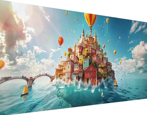 Ozean Diamond Painting Bilder, 5D Diamond Painting Schloss Daiments Painting Erwachsene Groß XXL 40x80cm Quadrat Diamond Art Painting Kinder Stickerei Kreuzstich Set, Wand Zimmer Deko Aesthetic u-9 von Bugufen