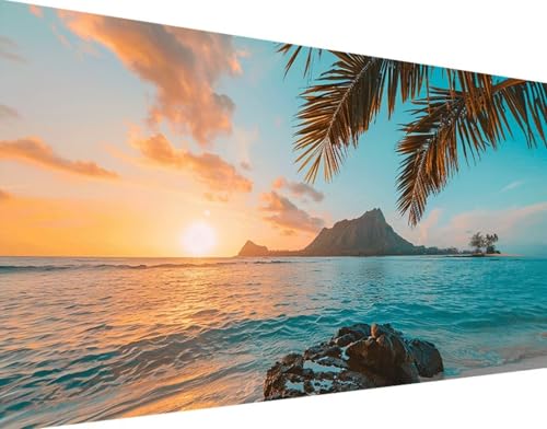 Ozean Diamond Painting Bilder, 5D Diamond Painting Sonnenuntergang Daiments Painting Erwachsene Groß XXL 100x200cm Quadrat Diamond Art Painting Kinder Stickerei Kreuzstich Set, Wand Zimmer Deko q-A von Bugufen