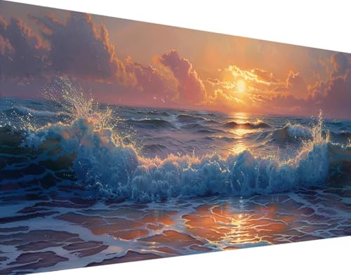 Ozean Diamond Painting Bilder, 5D Diamond Painting Strand Daiments Painting Erwachsene Groß XXL 100x200cm Quadrat Diamond Art Painting Kinder Stickerei Kreuzstich Set, Wand Zimmer Deko Aesthetic r-6 von Bugufen