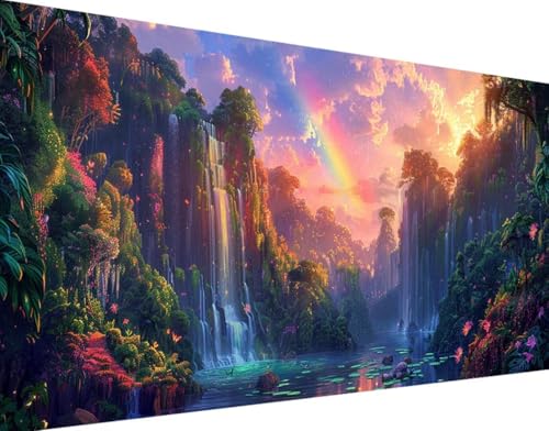 Regenbogen Diamond Painting Bilder, 5D Diamond Painting Fallen Daiments Painting Erwachsene Groß XXL 30x60cm Round Diamond Art Painting Kinder Stickerei Kreuzstich Set, Wand Zimmer Deko Aesthetic 3-H von Bugufen